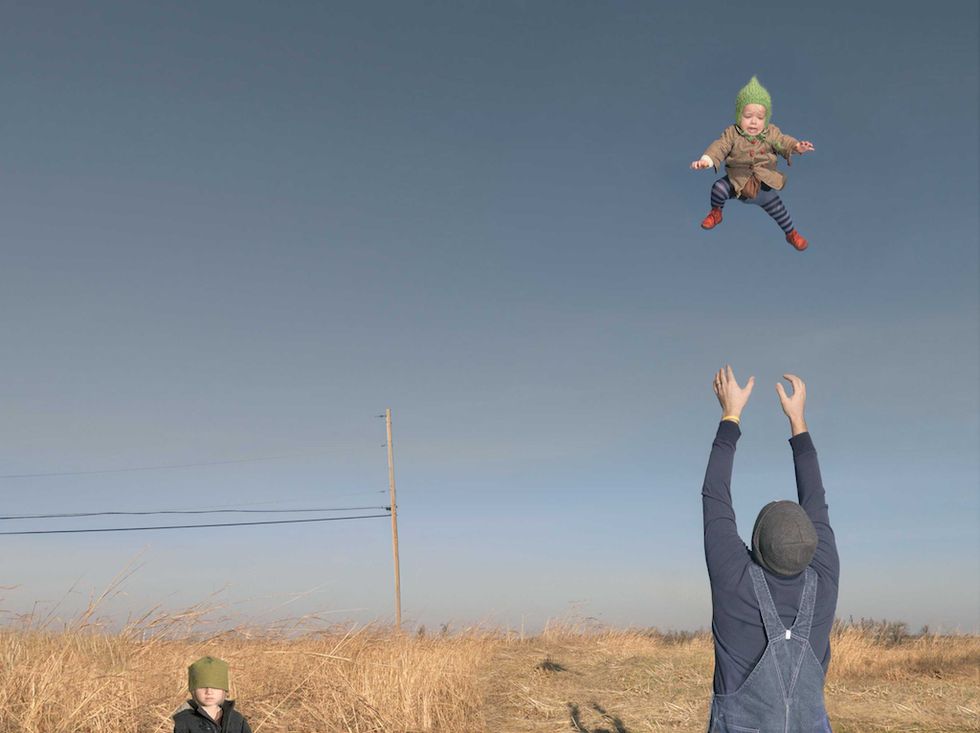 Baby Toss, 2009 Julie Blackmon (American, born in 1966) Photograph, Elizabeth and Michael Marcus, Courtesy, Museum of Fine Arts, Boston