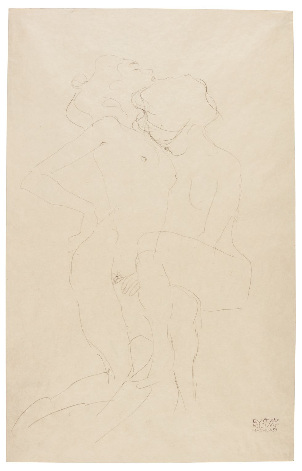 Gustav Klimt, Freundinnen (Girlfriends), pencil on paper, 1913 (est. -ú50,000-70,000)