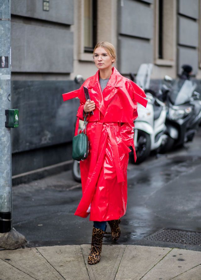 Red, Street fashion, Clothing, Trench coat, Fashion, Workwear, Outerwear, Overcoat, Raincoat, Footwear, 
