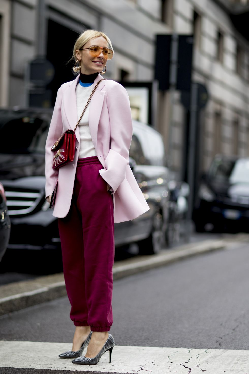 Pink, Clothing, White, Street fashion, Photograph, Fashion, Snapshot, Outerwear, Blazer, Suit, 