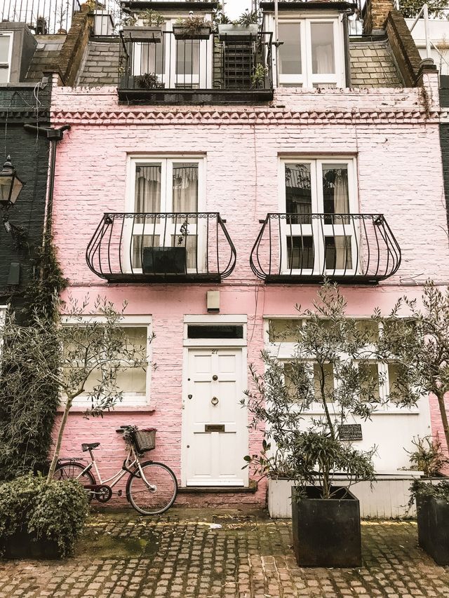 Property, House, Building, Facade, Architecture, Pink, Town, Wall, Window, Neighbourhood, 