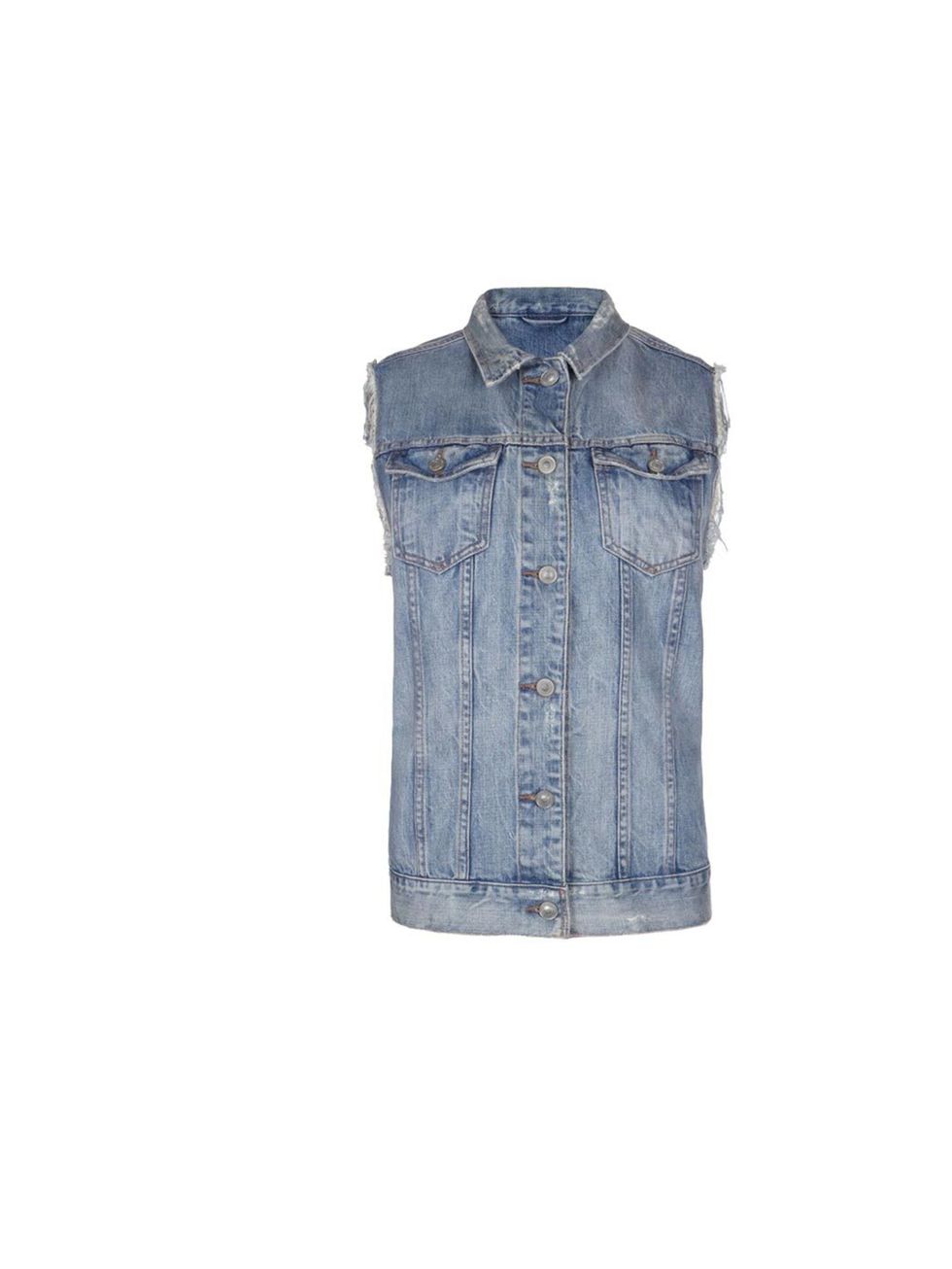 <p><a href="http://www.allsaints.com/women/coats/allsaints-kiku-denim-gilet/?colour=21&amp;category=490">All Saints</a> 'Kiku' denim sleeveless jacket, £75</p>