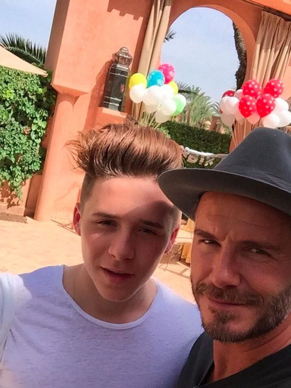 <p>David Beckham (@davidbeckham)</p>

<p>'Here's a photo with <a href="https://instagram.com/brooklynbeckham/">@brooklynbeckham</a> the real boss of the family! <a href="https://instagram.com/explore/tags/db40/">#DB40</a>'</p>