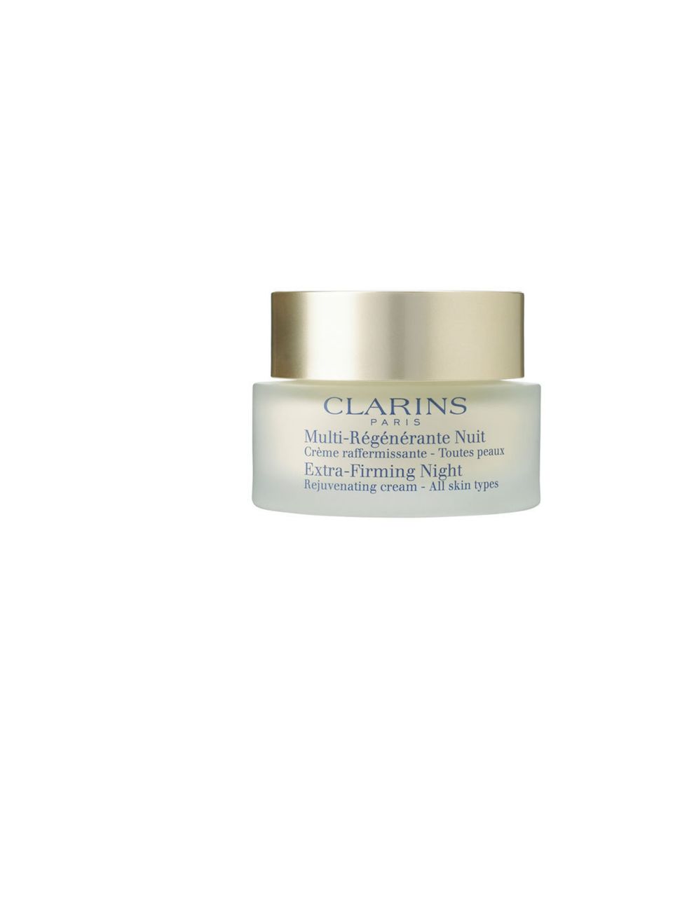 <p>The light, gel-like texture instantly lifts the skin while the active botanical ingredients leave you looking like youve had 12 hours sleep.</p><p><em><a href="http://www.clarins.co.uk/Extra-Firming%20Night%20Cream%20%22All%20Skin%20Types%22/C0104080