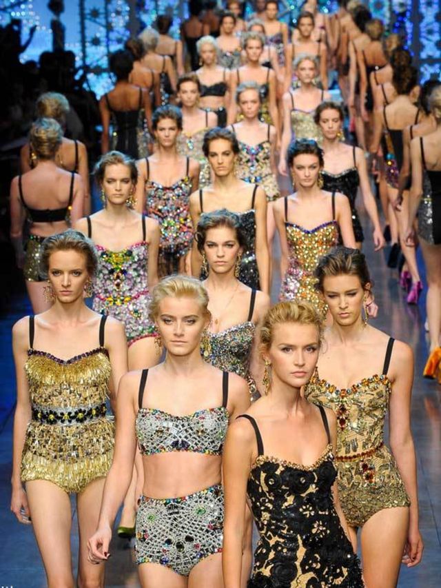 <p>Dolce &amp; Gabbana models at Milan Fashion Week S/S '12</p>