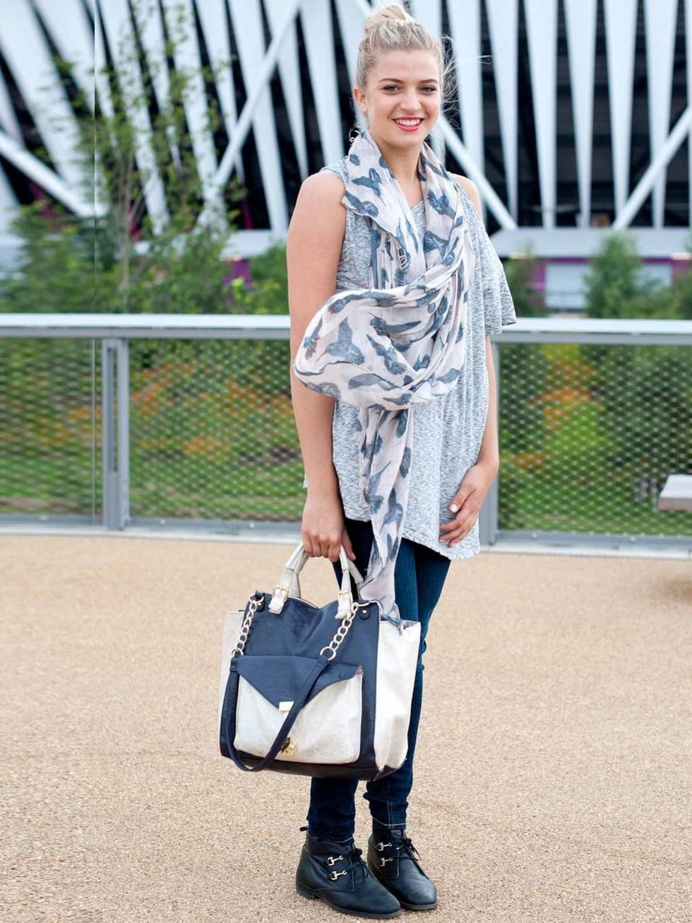 <p>Grace Jabbari, 19, Dance Student.Topshop top and bag, Hollister jeans, vintage shoes and scarf.</p>