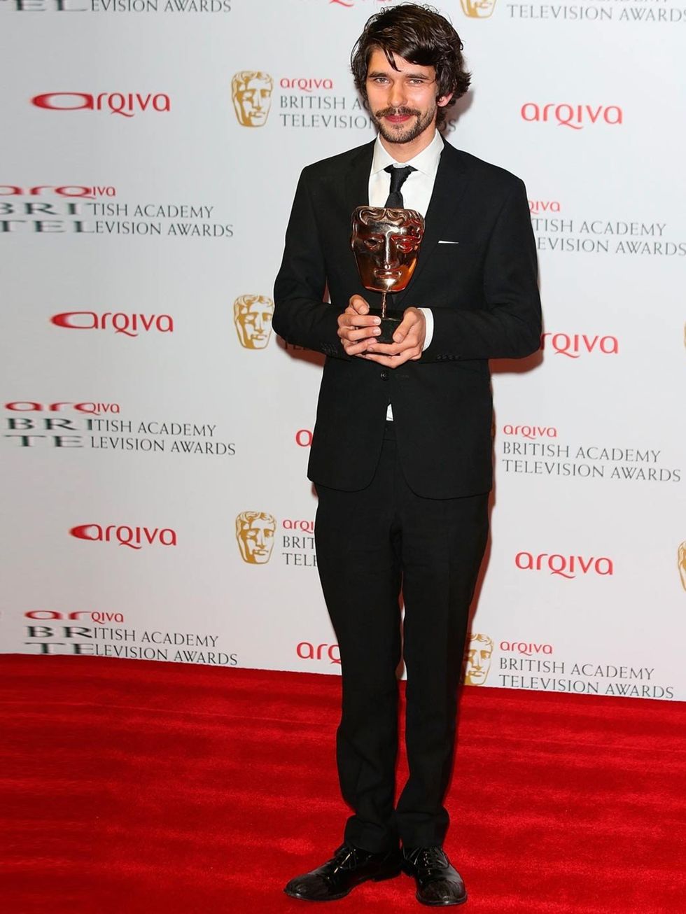 <p>Ben Whishaw with his Leading Actor award for <em>Richard II (The Hollow Crown)</em>.</p>