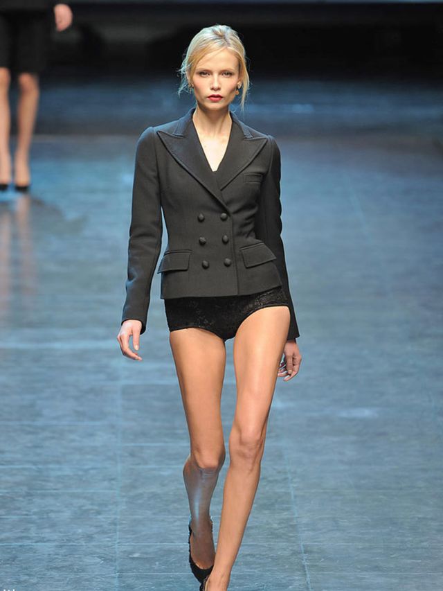 <p>With a tribute show to its greatest hits in what eerily felt like a send-off, they presented the straight black skirts, velvet dresses, bustiers and bodies that referenced the label's own archive. A gold coin embroidered bustier harked back to Christy 