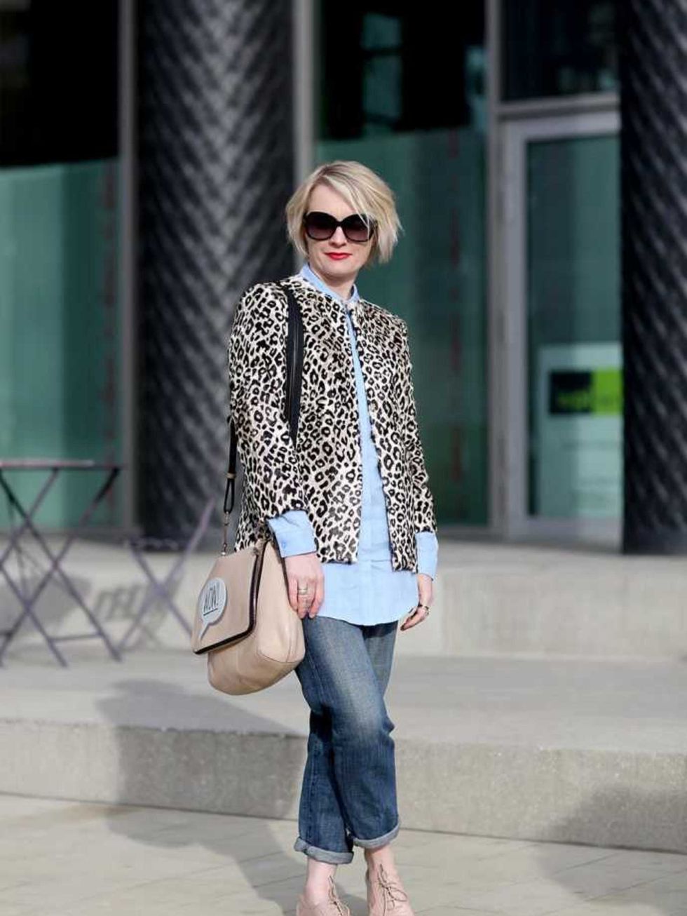 <p>Lorraine Candy - Editor-in-Chief</p>

<p>Maje coat, Marks & Spencer shirt, Current/Elliott at Donna Ida jeans, Tom Ford sunglasses, Anya Hindmarch bag, Marks & Spencer shoes</p>