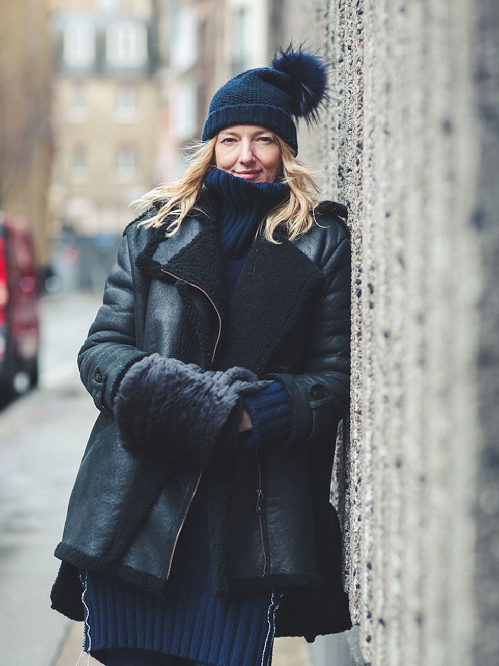 <p>Rebecca Lowthorpe  ELLE Collections Editor/Assistant Editor ELLE.</p>

<p>Inverni hat, Preen coat, Beretta jeans and Margiela for H&M jumper dress. </p>