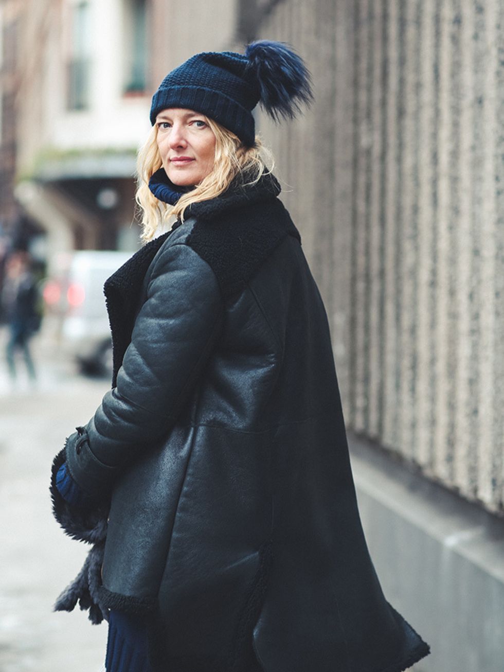 <p>Rebecca Lowthorpe  ELLE Collections Editor/Assistant Editor ELLE.</p>

<p>Inverni hat, Preen coat and Margiela for H&M jumper dress. </p>