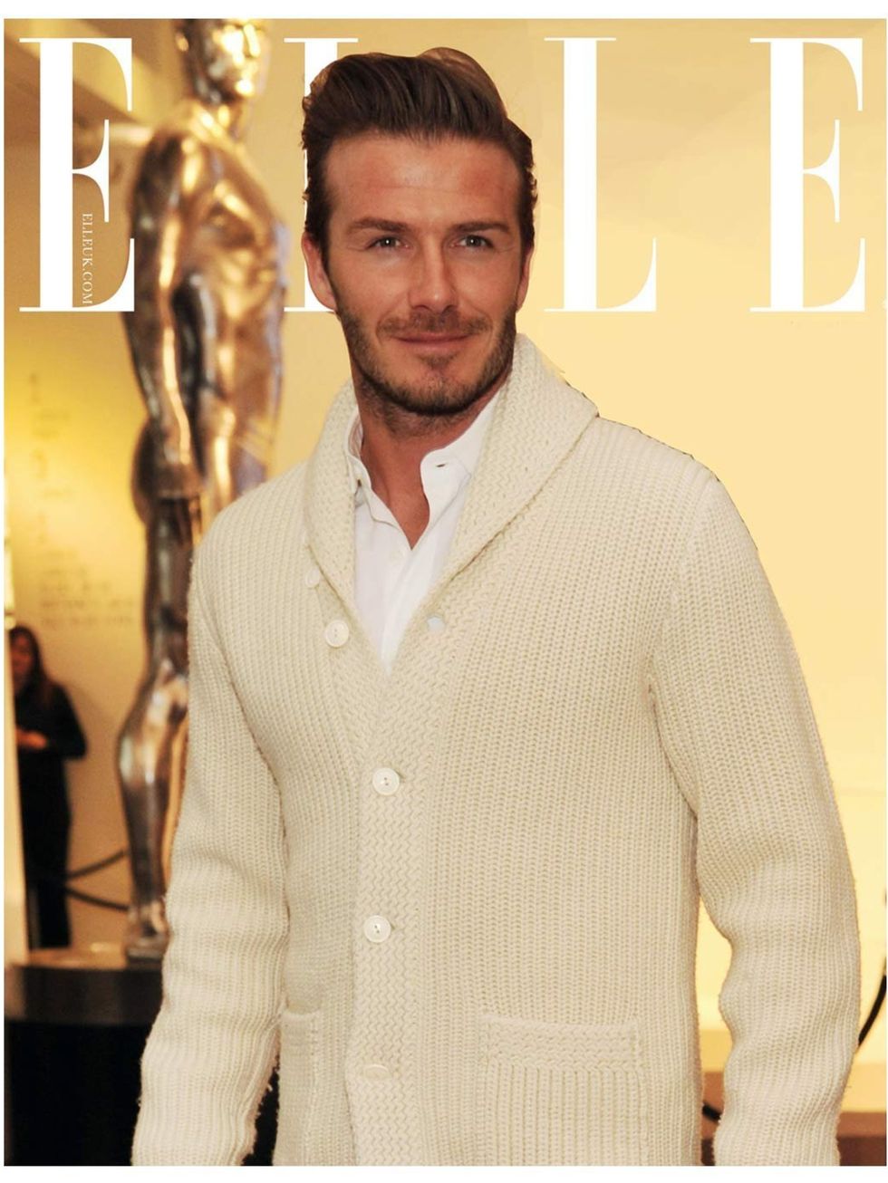 <p>Perhaps David looking cosy in a thick knit cardigan?</p>