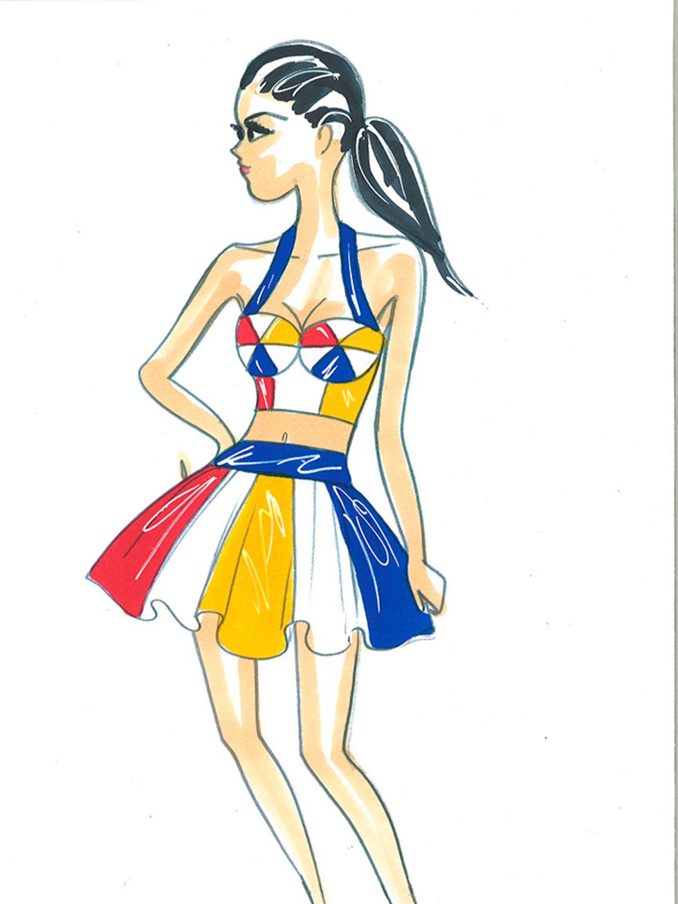 Then came Kartoon Katy in a bustier and skirt set inspired by her hit California Gurls.