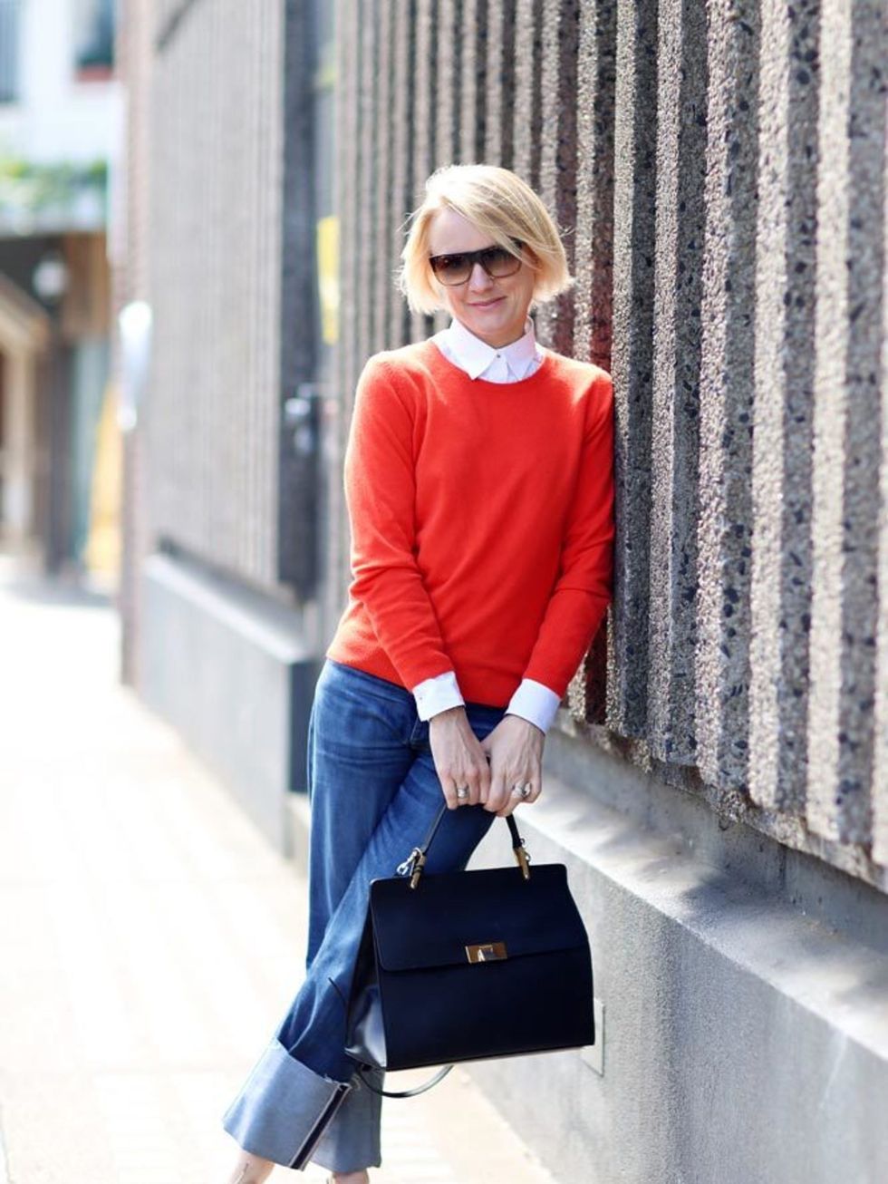 <p>Lorraine Candy, Editor-In-Chief</p>

<p>Marks & Spencer jumper and shoes, Paul Smith shirt, MiH jeans, Balenciaga bag, Bobbi Brown sunglasses</p>