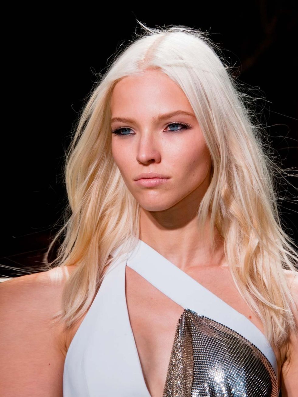<p><strong>Sasha Luss</strong> at <a href="http://www.elleuk.com/catwalk/designer-a-z/versace/spring-summer-2014">Versace</a>.</p><p>'For me, the face of SS14. The newly super-blonde Russian beauty walked every show that mattered. And whatta walk she has!