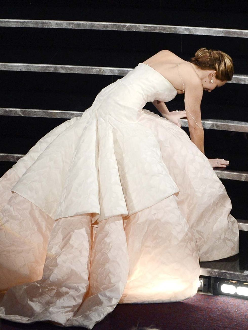 <p><strong>Jennifer Lawrence</strong><strong></strong><strong>s fall at the 2013 Oscars</strong> </p><p>When <a href="http://www.elleuk.com/star-style/celebrity-style-files/jennifer-lawrence">Jennifer Lawrence</a> took a tumble in her Dior Couture gown a