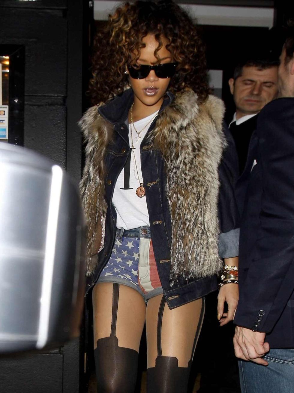 <p>Rihanna wearing House of Holland stockings.</p>