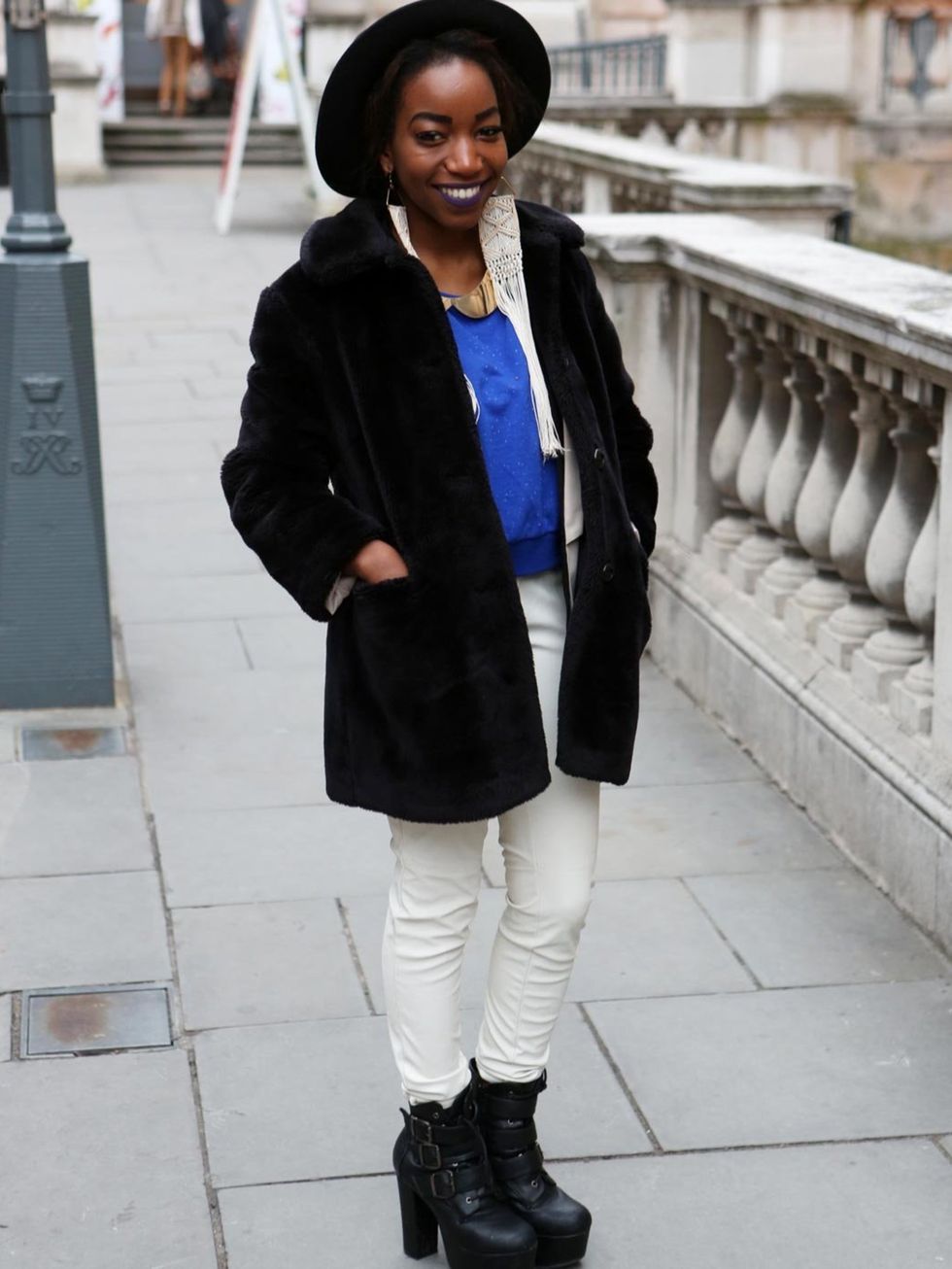 <p>Gladmore Mayangi, 20, student.Charity shop jacket, H&amp;M trousers, Office shoes, Topshop jewellery.</p>