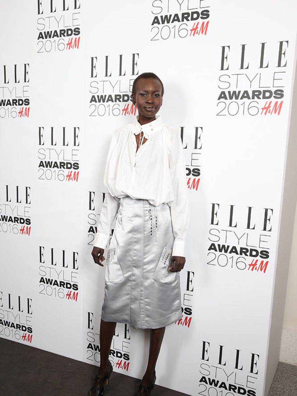 Alek Wek wearing H&M at the ELLE Style Awards 2016 in London, February 2016