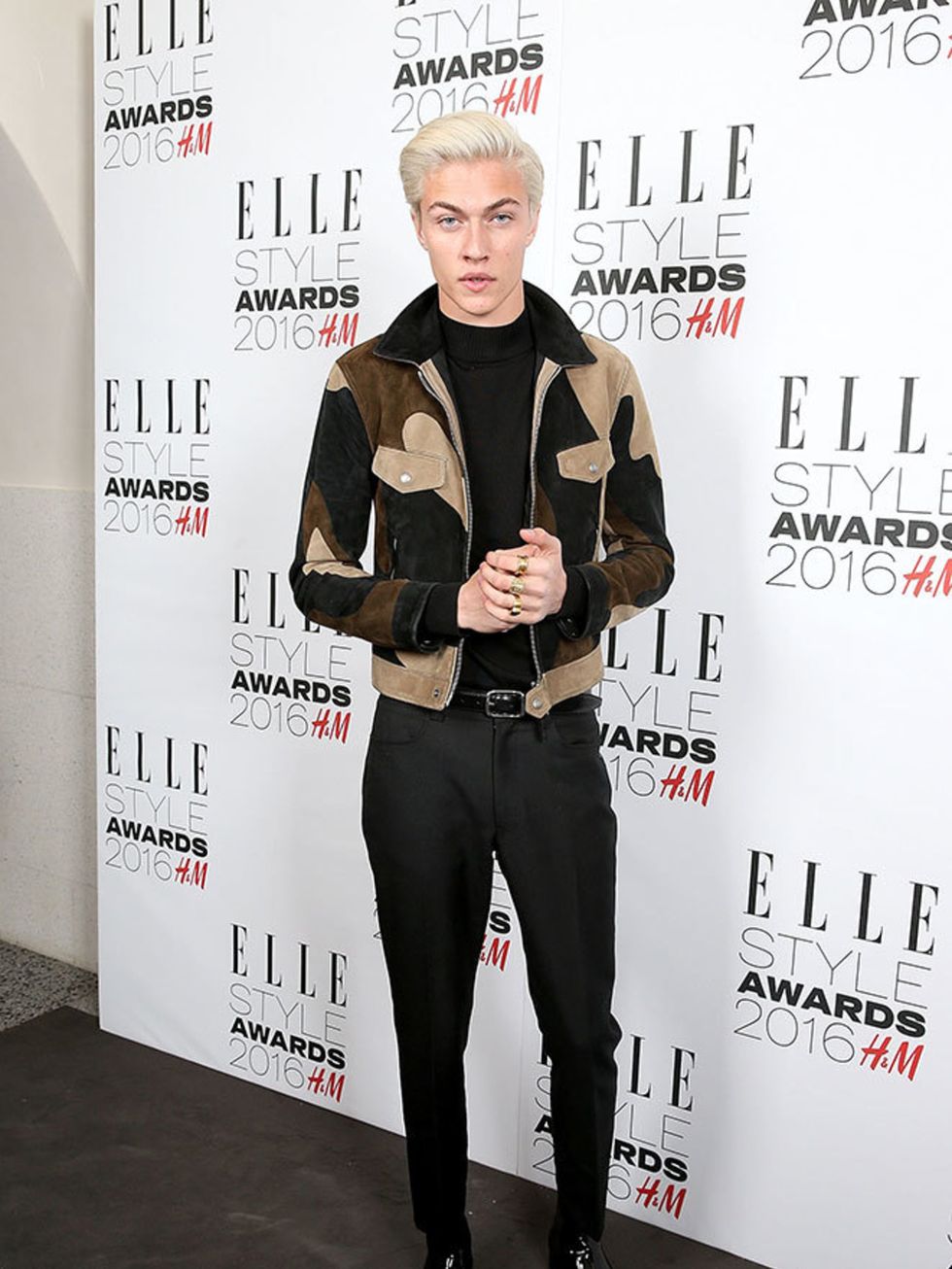 Lucky Blue Smith wearing Tom Ford at the ELLE Style Awards 2016 in London, February 2016