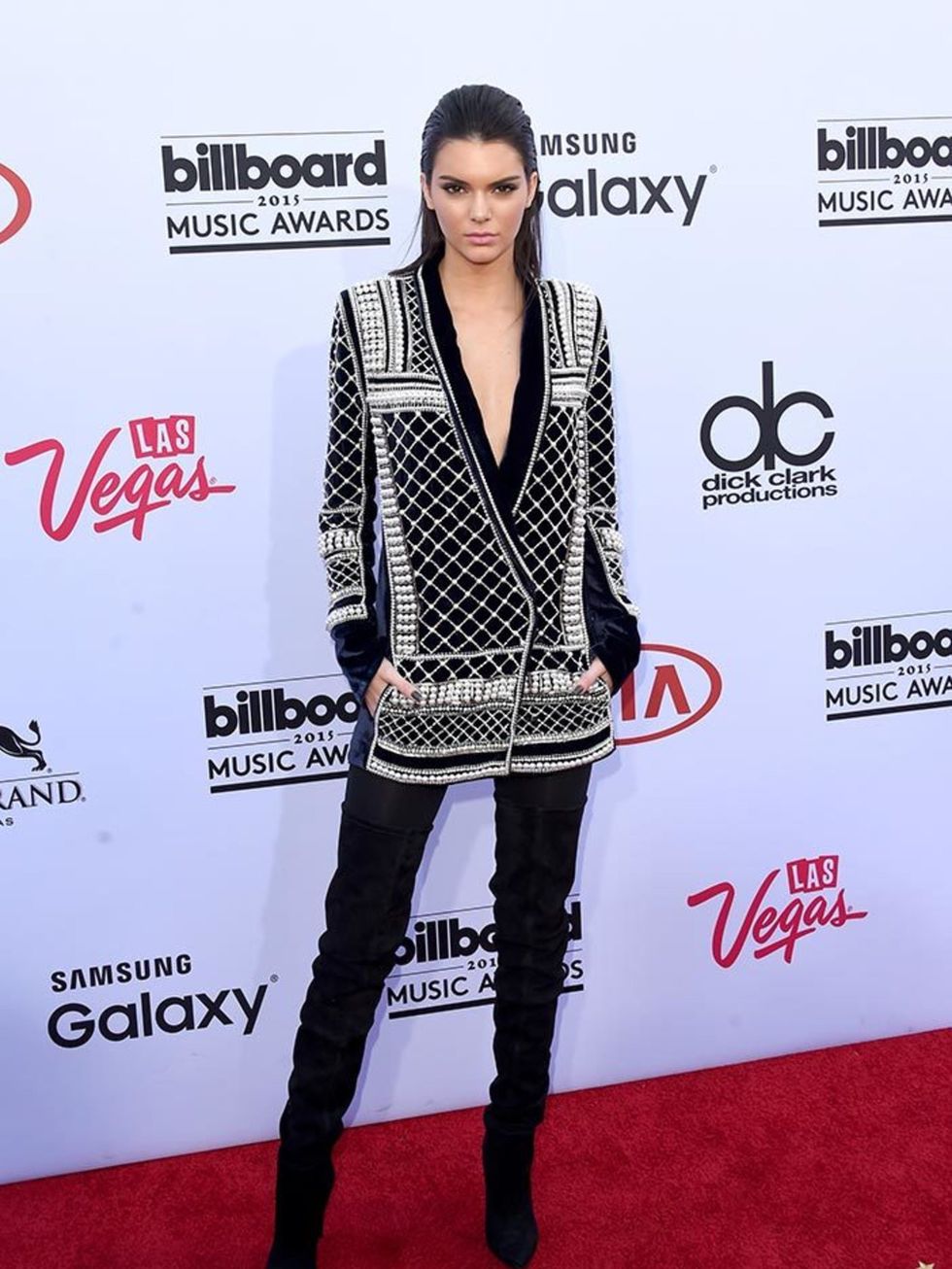 <p>Kendall Jenner in Balmain x H&M  at the Billboard Music Awards in LA, May 2015.</p>