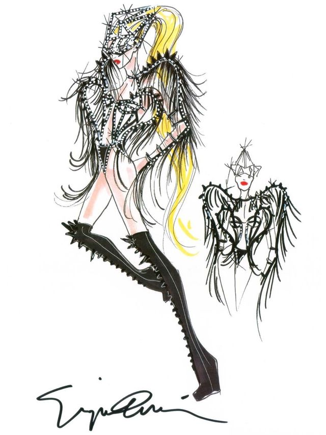 <p>One of Giorgio Armani's sketches for Lady Gaga's tour costumes</p>