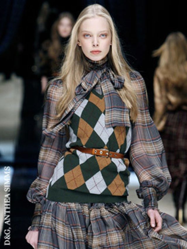 <p></p><p>At <a href="http://features.elleuk.com/fashion_week/83-3-D&amp;G-autumn-winter-2008.html">D&amp;G</a> in Milan yesterday a riot of tartan and checks strutted down the mirrored and carpeted catwalk. Perhaps her majesty the Queen and Balmoral are 
