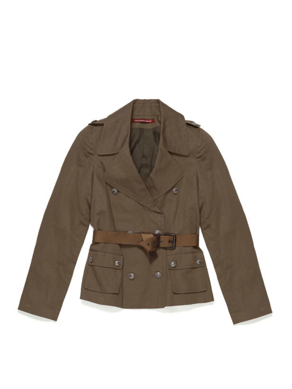 <p>A lightweight jacket is a must during the transitional months. Swap your trusty blazer for this utilitarian cropped trench. Comptoir des Cotonniers trench, £208, call 0207 792 9580 for stockists </p>
