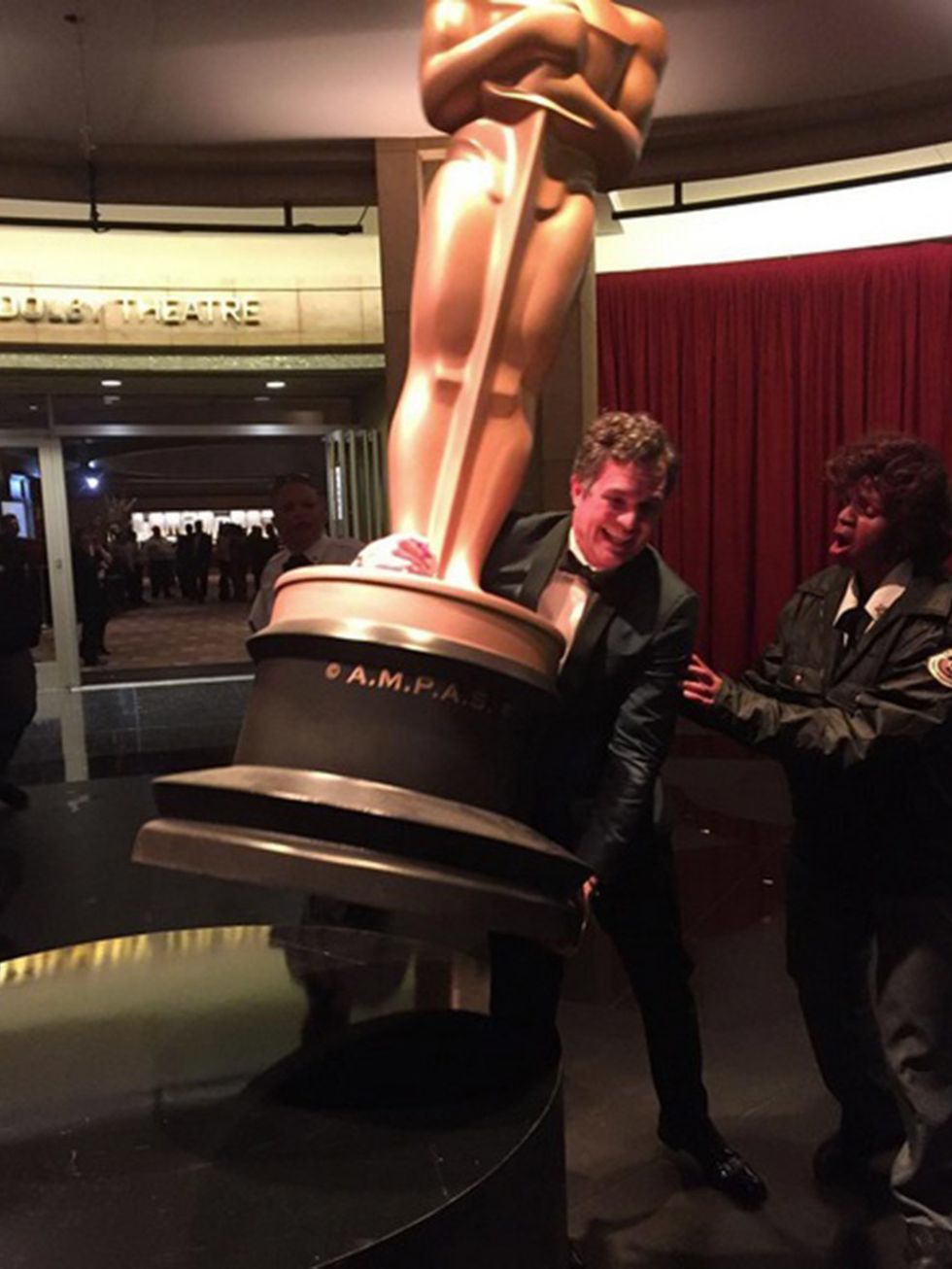 'I tried to make off with the big one. Security stopped me. Darn it. #oscars'