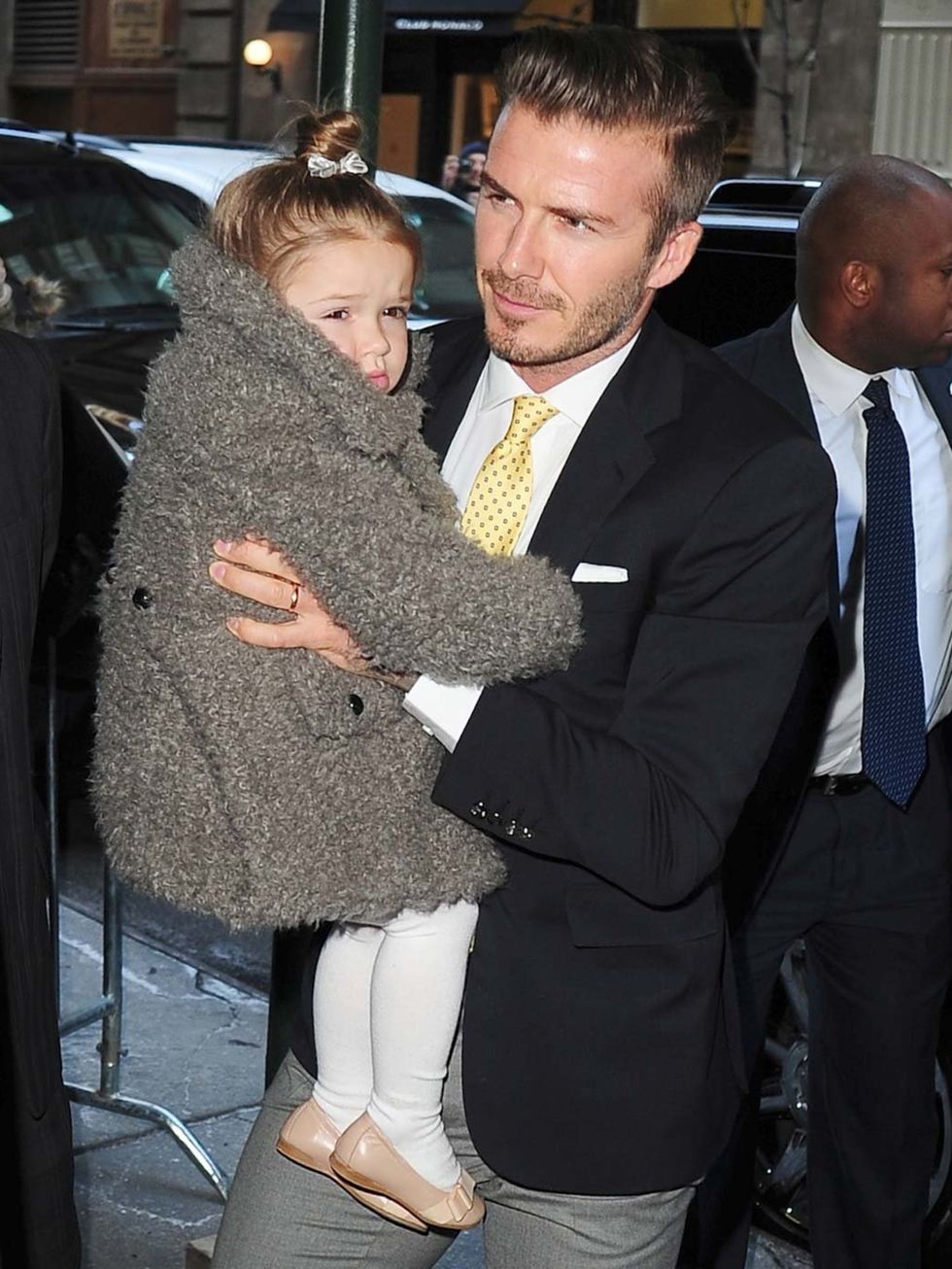 <p>David and Harper Beckham</p>