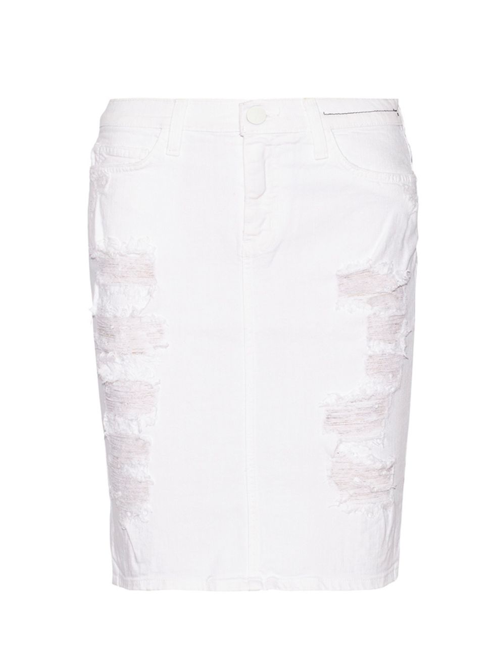<p><a href="http://www.net-a-porter.com/product/519202/Current_Elliott/the-stiletto-distressed-stretch-denim-pencil-skirt" target="_blank">Current/Elliot</a> white distressed pencil skirt, £200</p>