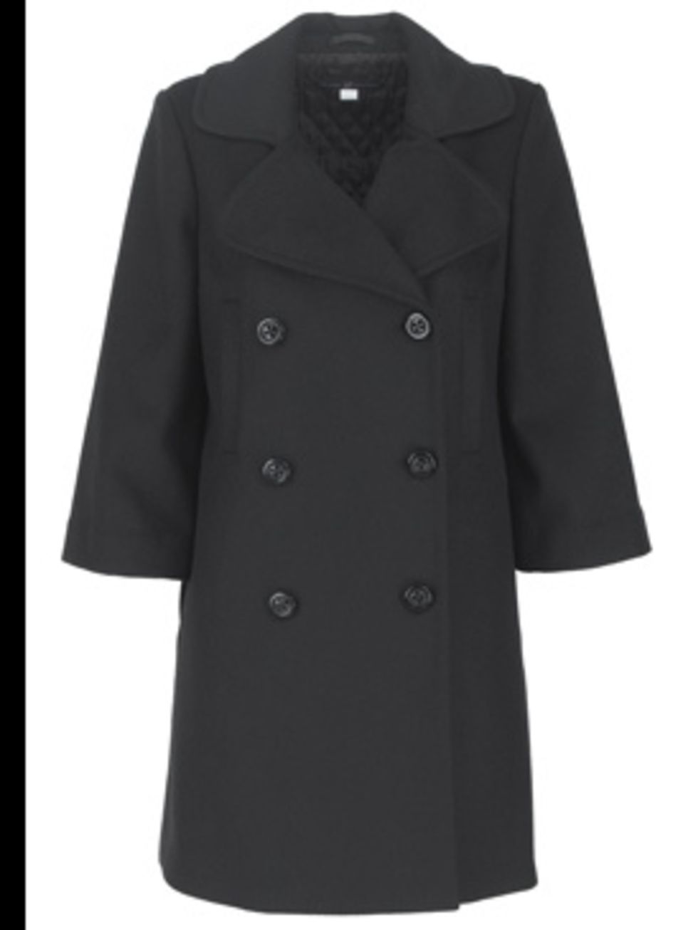 <p>Double-breasted coat £98 by GAP, for stockists call 0800 427 789</p>