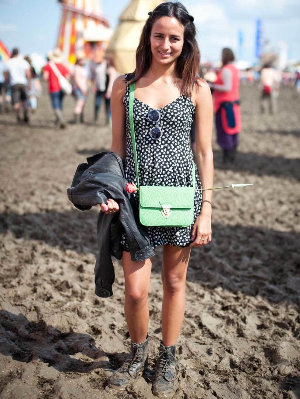 <p>Laura, 24. H&amp;M dress, Topshop shorts and bag, vintage sunglasses and jacket.</p>