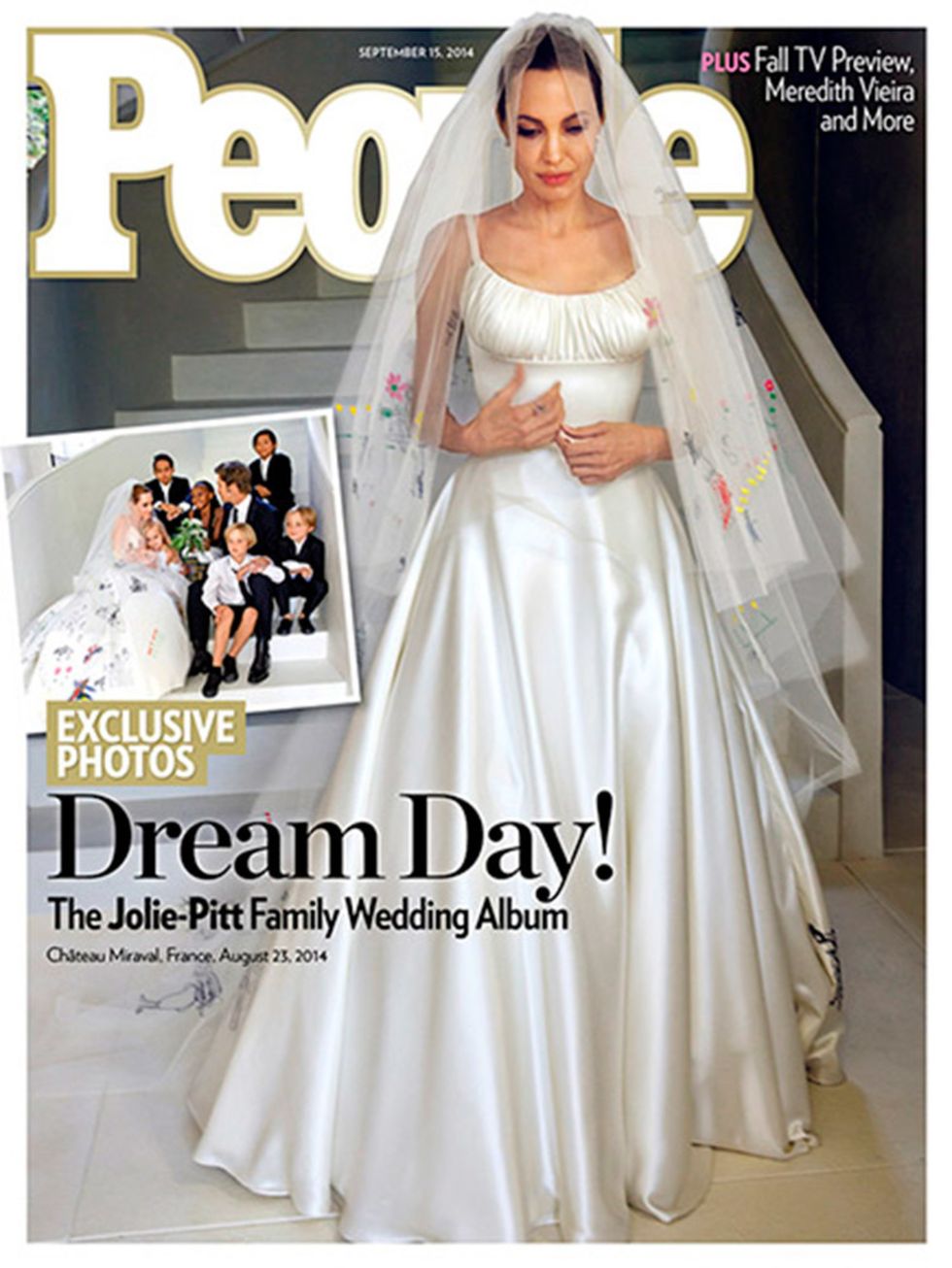 Brad Pitt wore Salvatore Ferragamo to marry long-term love Angelina Jolie, August 2014.