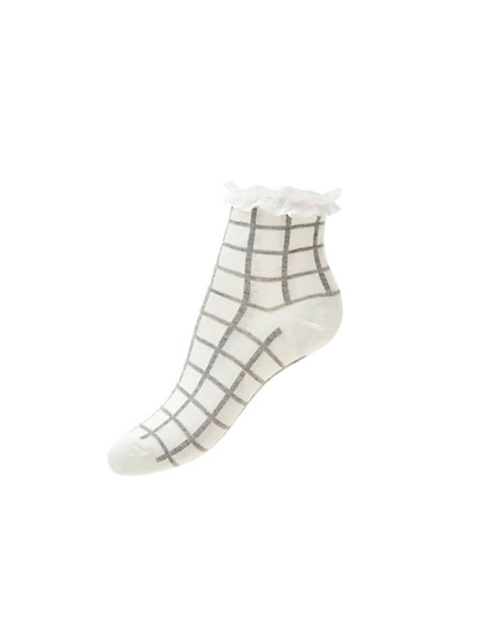 <p><a href="http://www.newlook.com/shop/womens/accessories/white-grid-check-frill-trim-socks-_340338219" target="_blank">New Look</a> socks, £2.99</p>
