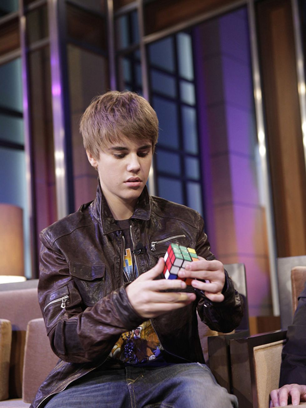 <p>Justin Bieber can solve a rubik's cube in 84 seconds. That's only 79 seconds off the world record.</p>