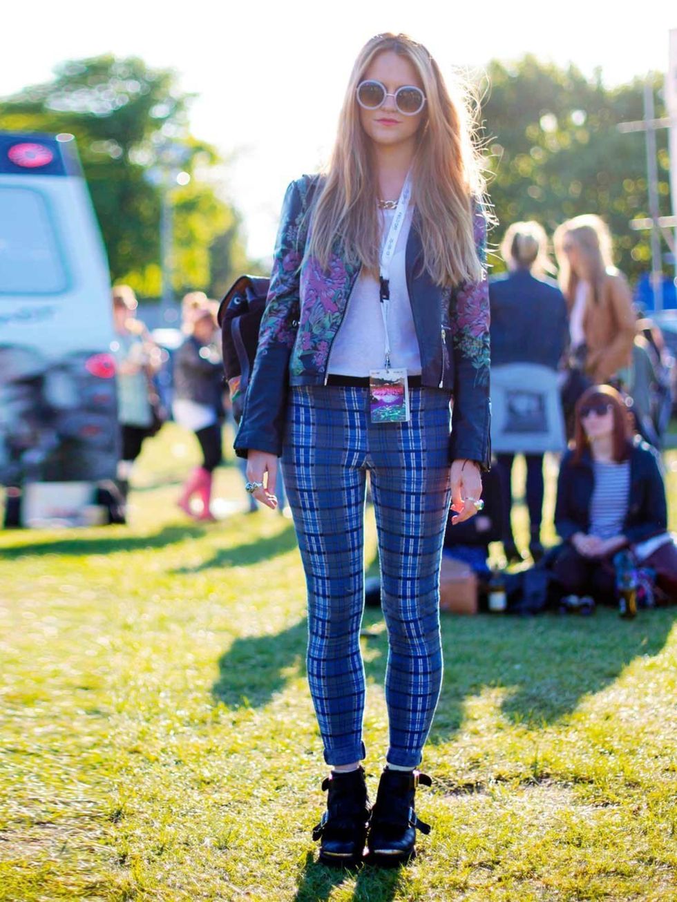 <p>Clare Wilson, 25, wearing jacket and trousers from <a href="http://www.elleuk.com/catwalk/designer-a-z/unique/autumn-winter-2013">Topshop</a> and a vintage bag.</p><p><a href="http://www.elleuk.com/travel/holiday-inspiration/the-elle-guide-to-festivals
