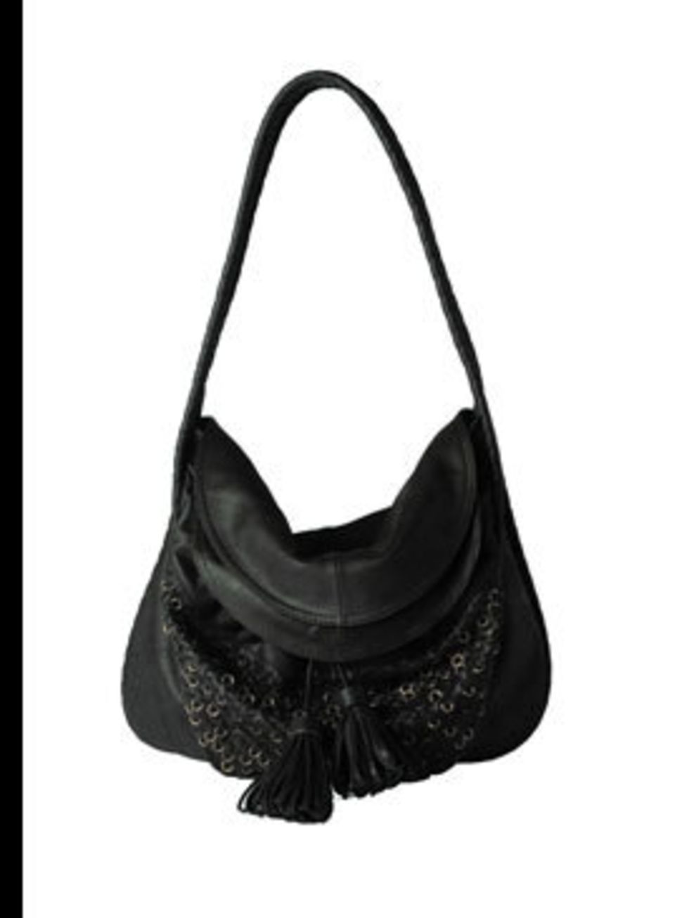 <p>Black leather bag, £337, by Vanessa Bruno at Selfridges (0800 123 400)</p>
