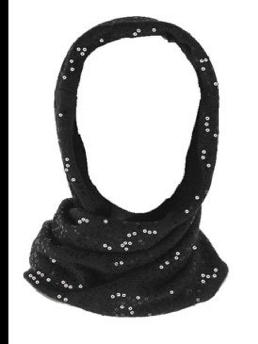 <p>Black sequined snood, £69, by Reiss (0207 473 9630) </p>