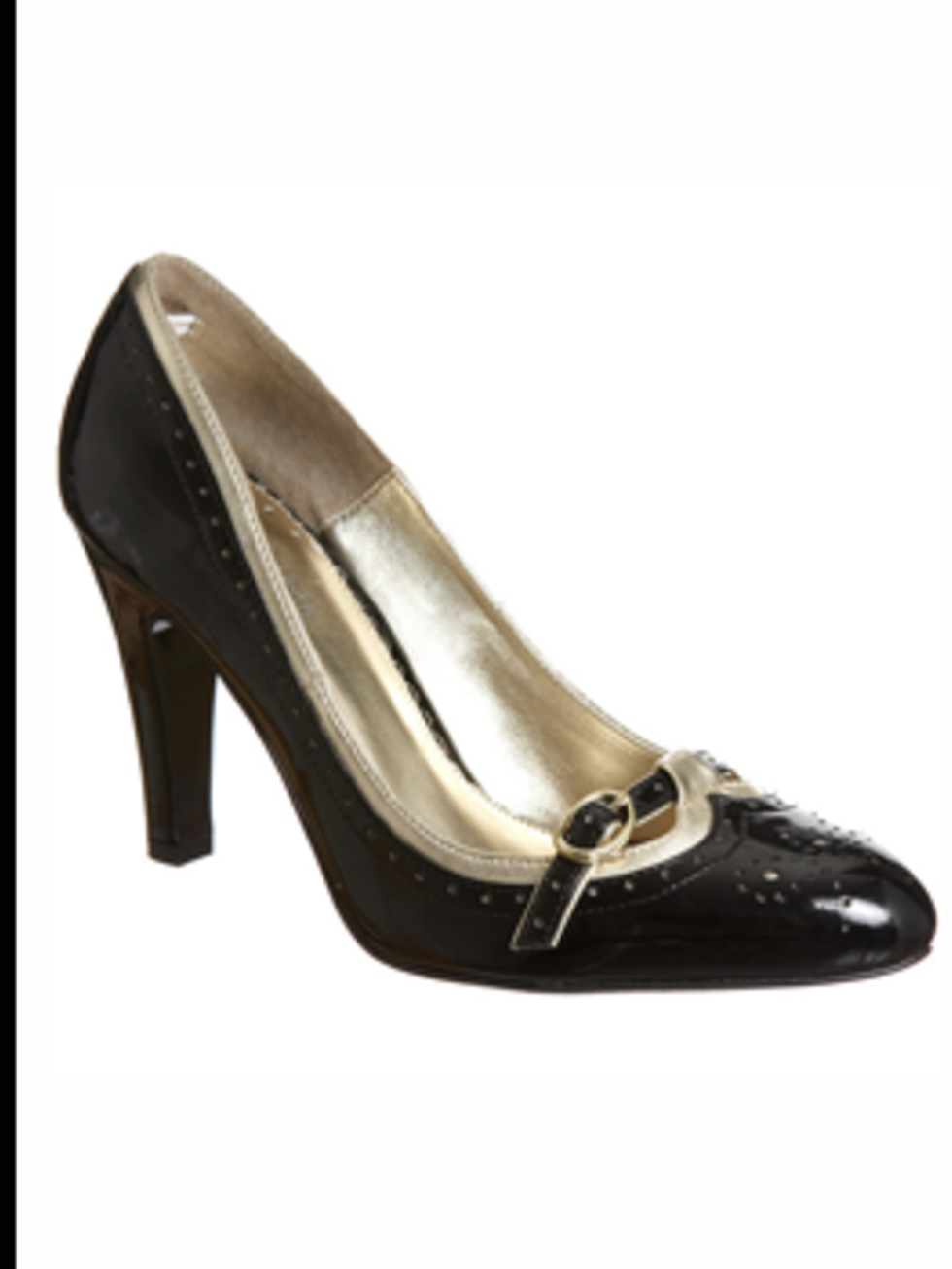 <p>Black patent court shoe, £35 from Miss Selfridge for stockists call 0845 121 4517</p>