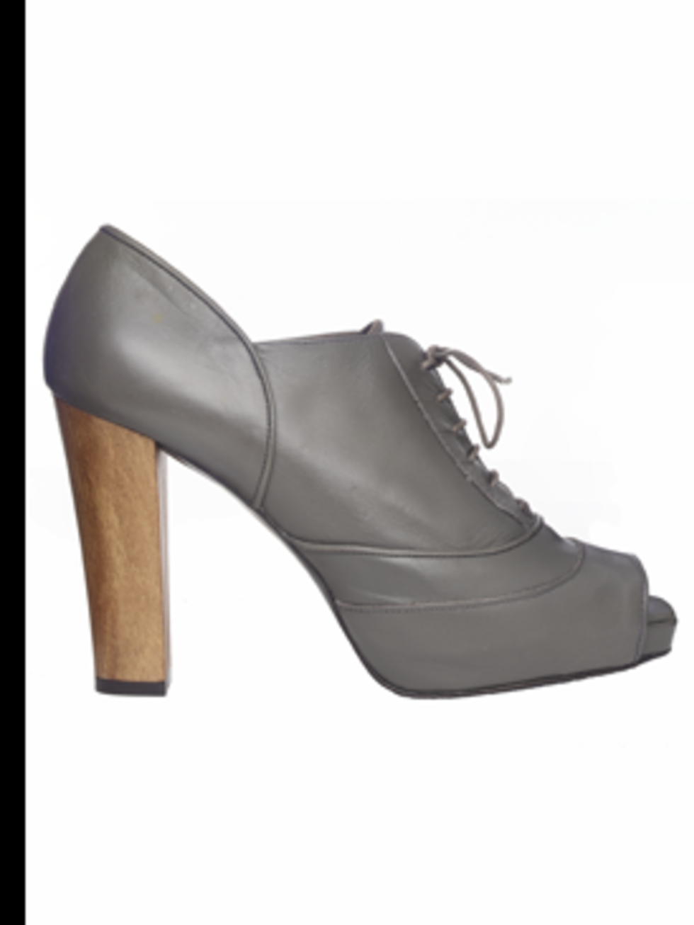 <p>Grey peep-toe with wooden heel, £59 from Zara for stockists call 020 7534 9500</p>