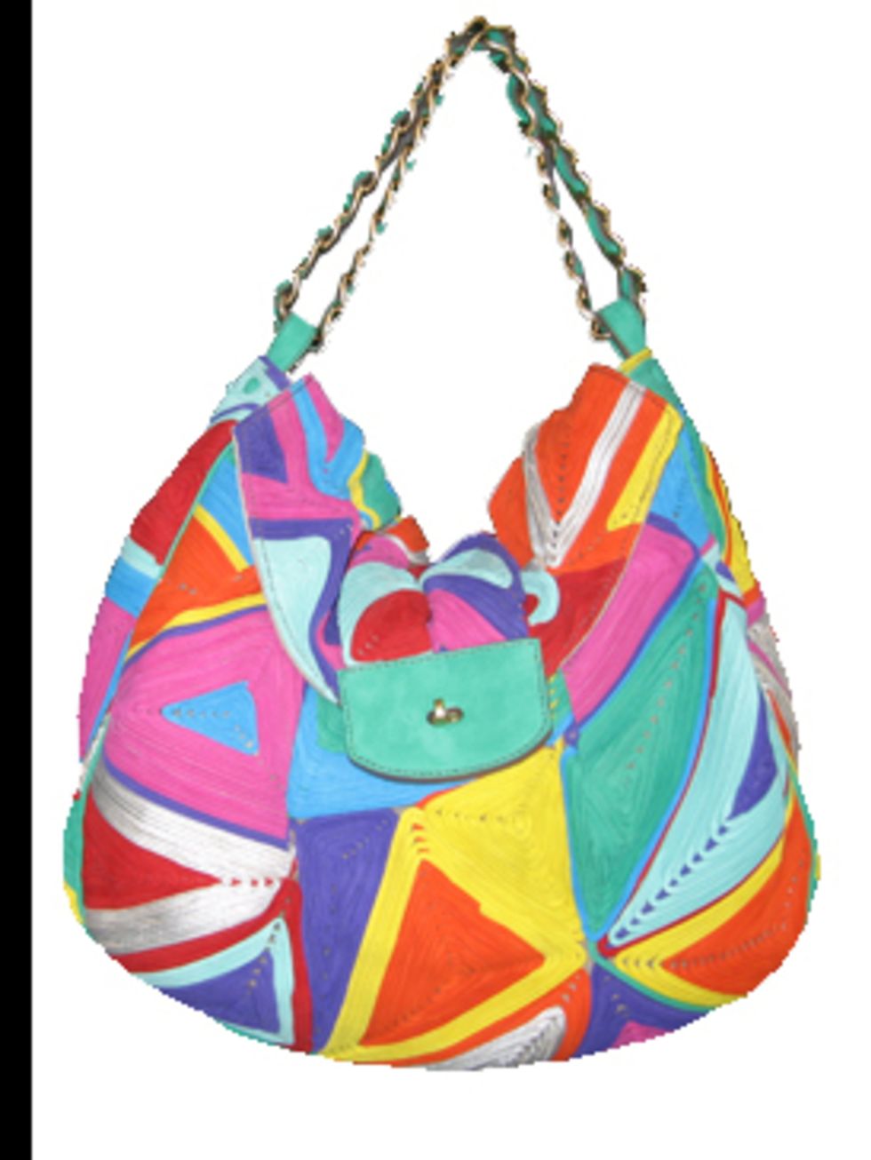 <p>Neon block colours are key, as are tribal inspired themes  rock two trends with one key buy with this slouchy summer bag from Zagliani.Bag, £4,770.00 by Zagliani. For stockists call Harvey Nichols on 0207 235 5000.</p>