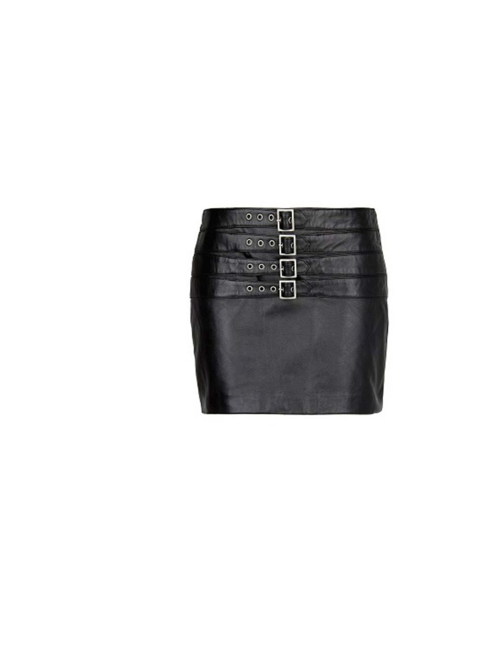 <p>Add grunge appeal with a black leather skirt.</p><p>This one with buckles is from <a href="http://shop.mango.com/GB/p0/mango/clothing/buckle-leather-miniskirt/?id=13085577_02&amp;n=1&amp;s=prendas.faldas&amp;ie=0&amp;m=&amp;ts=1378727550525">Mango</a>,