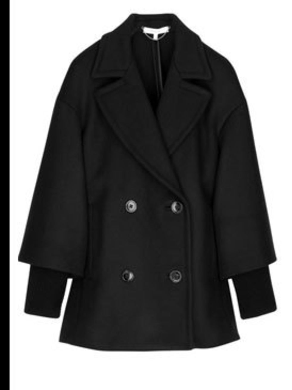 <p>Black coat, £465, by Vanessa Bruno at <a href="http://www.net-a-porter.com/product/46218">Net-a-Porter</a></p>