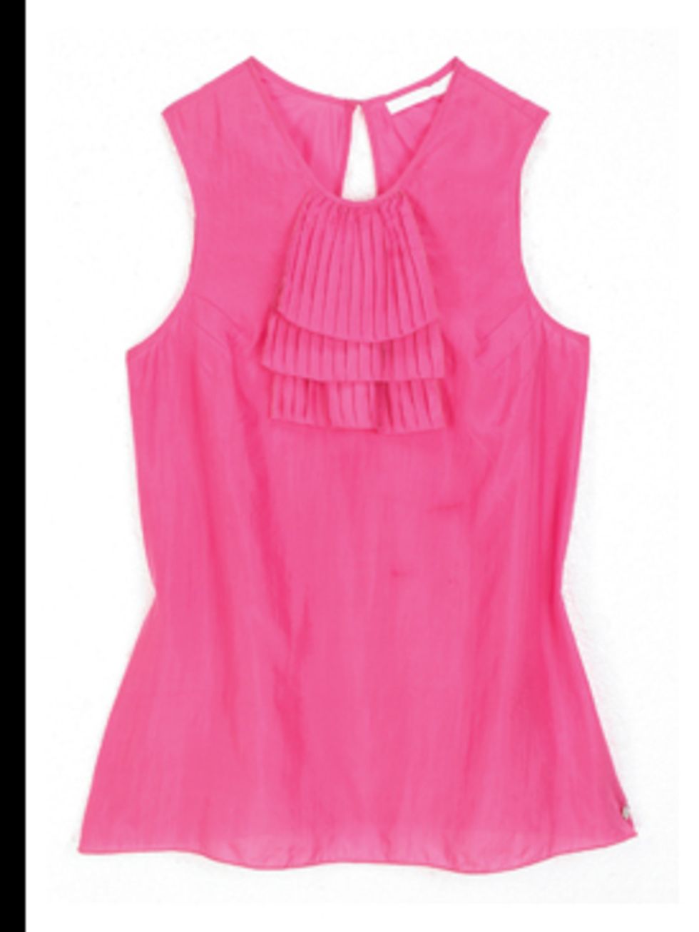 <p>Pink ruffle top, £70, by Full Circle. For stockists call 020 8753 0112</p>