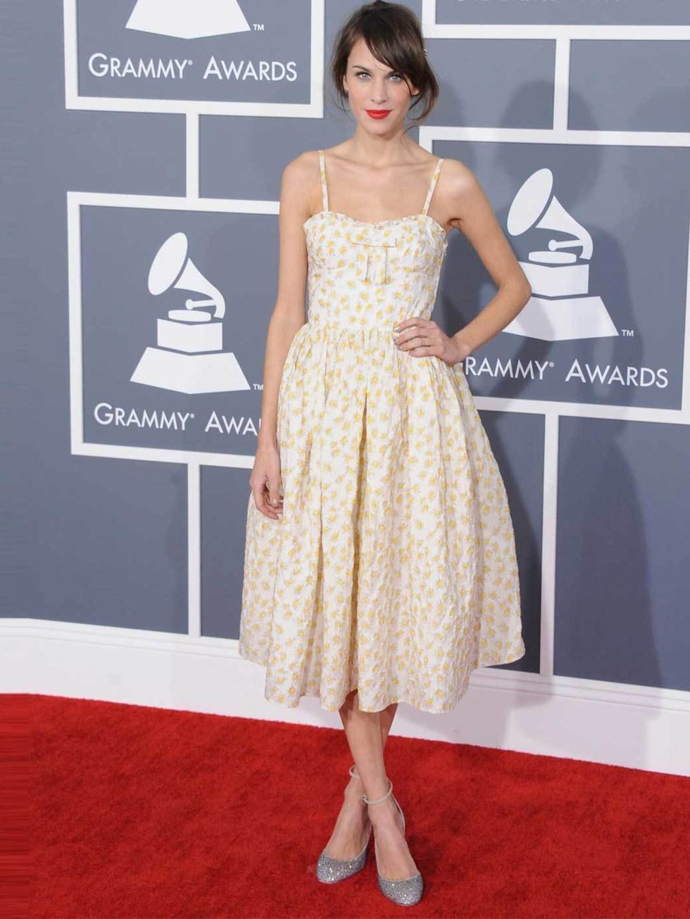 <p>Alexa steered clear of sparkles and sweeping gowns and instead sported a low key and lovely RED Valentino dress with Valentino Garavani shoes.</p>
