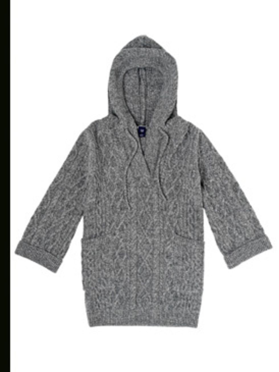<p>Grey Chunky Knit Hooded Jumper, £45 by Gap 0800427789</p>