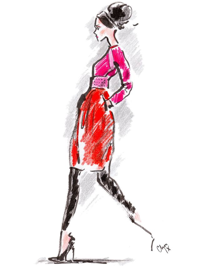 <p>A Clements Ribeiro A/W '12 look illustrated by Clym Evernden</p>