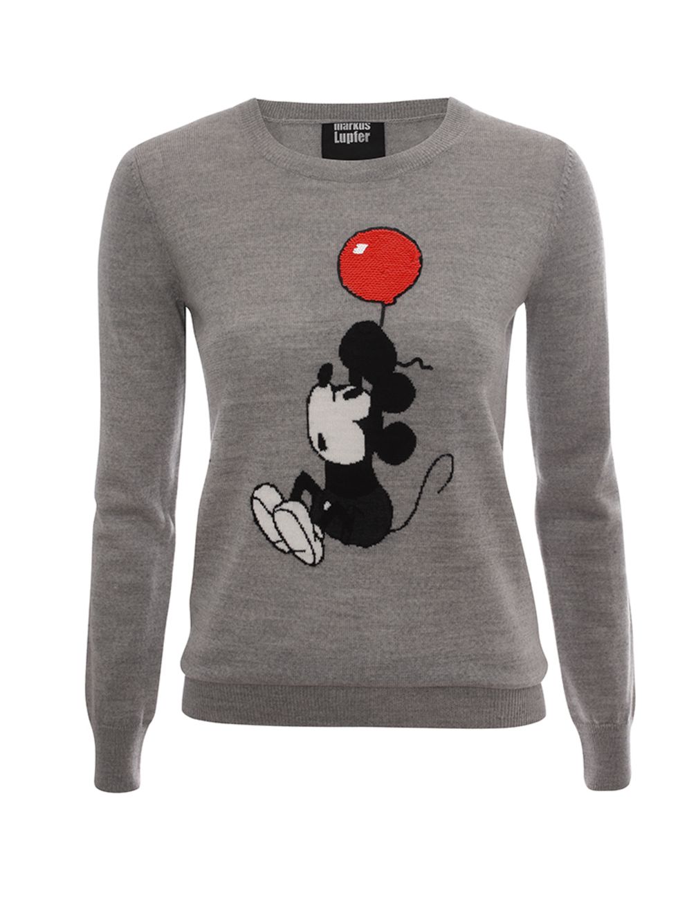 <p>This <a href="http://markuslupfer.com/women/light-grey-marl-vintage-up-and-away-mickey-intarsia-sweater" target="_blank">Markus Lupfer</a> jumper will keep you warm and cheerful on the colder days, £275</p>