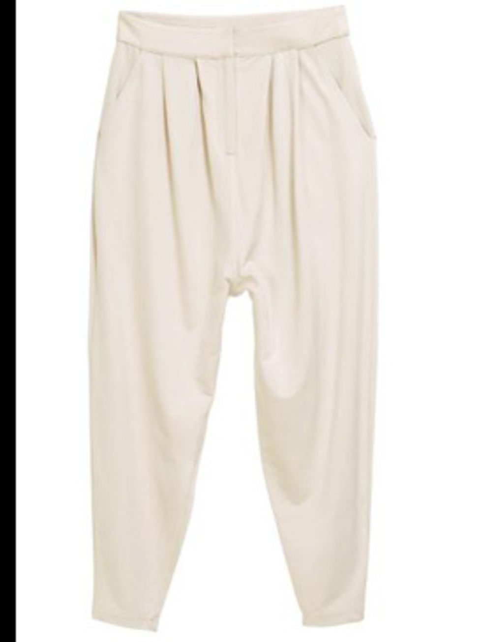 <p>Cream harem pants, £19.99, by H&amp;M (0207 323 2211)</p>